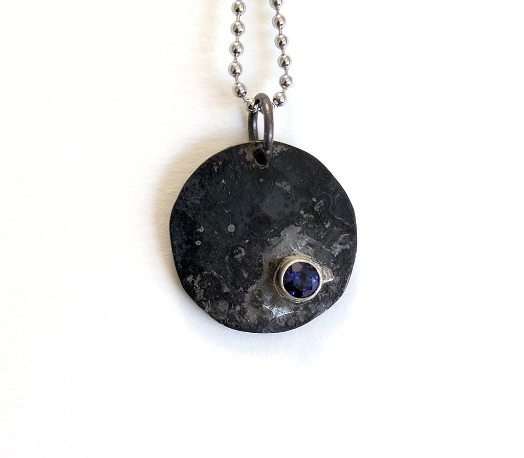 Stalwart Bezel Set Sapphire Steel Pendant