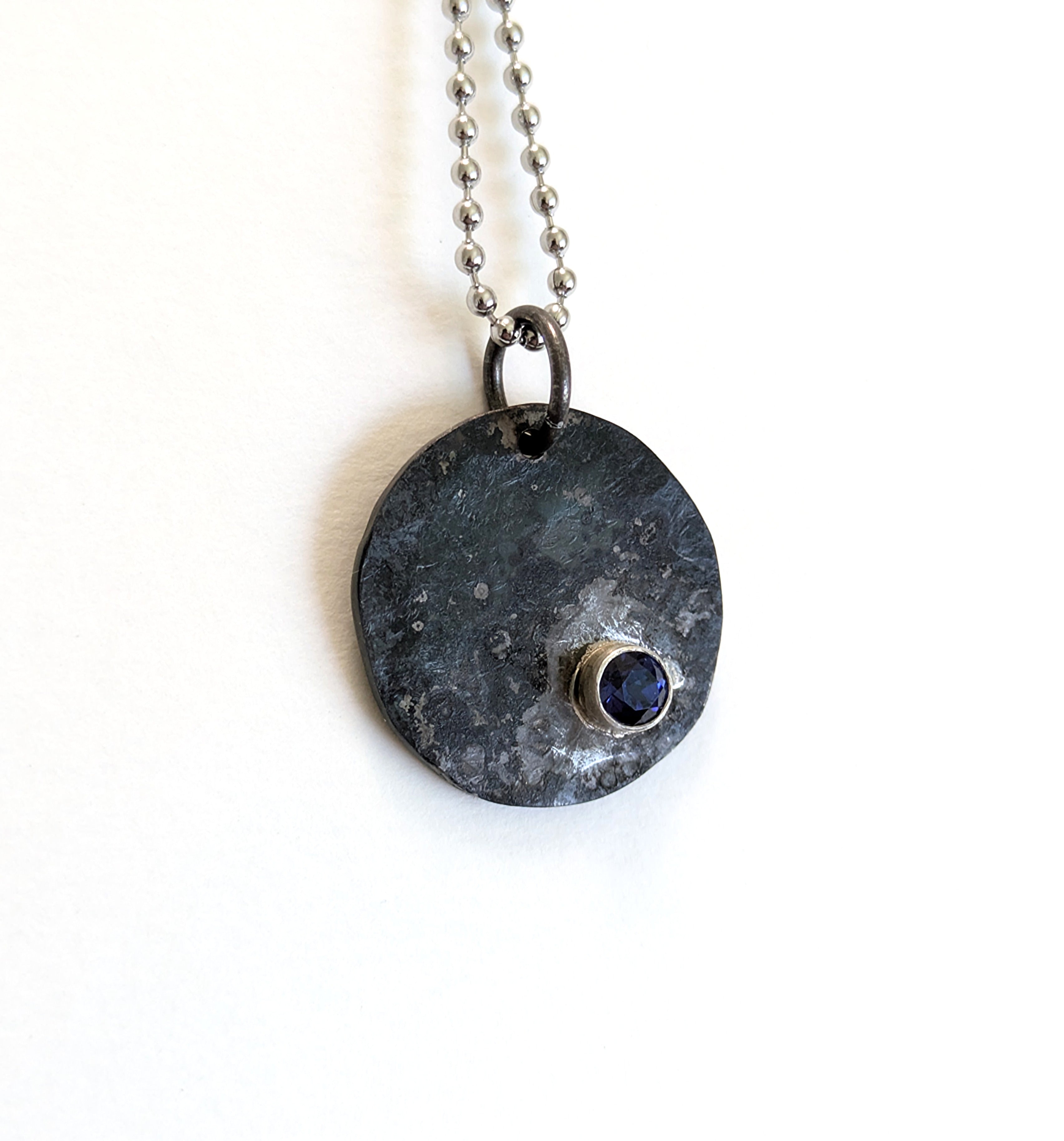 Stalwart Bezel Set Sapphire Steel Pendant