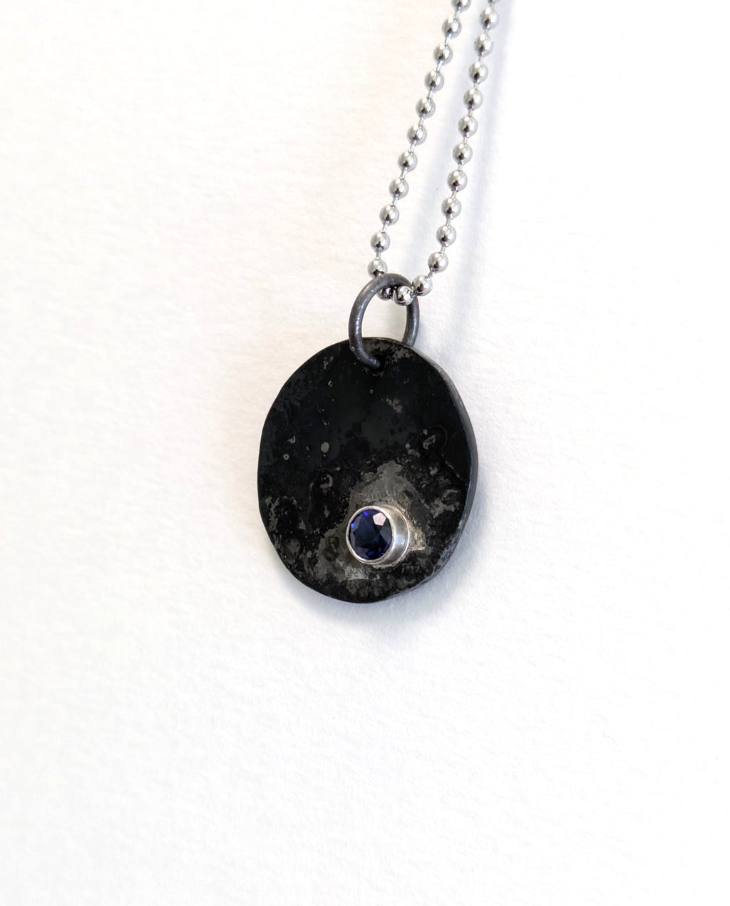 Stalwart Bezel Set Sapphire Steel Pendant