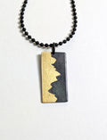 Sunset Behind Mountain 24k Gold on Steel Pendant