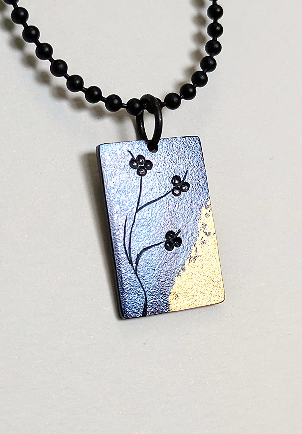 Budding Tree Deep Blue 24k Gold Pendant