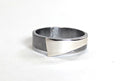 Modern Futurist Abstract Sterling Silver on Steel Band