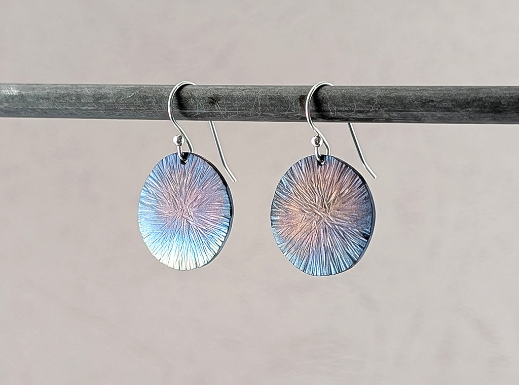 Hammered Supernova Burst Round Earrings