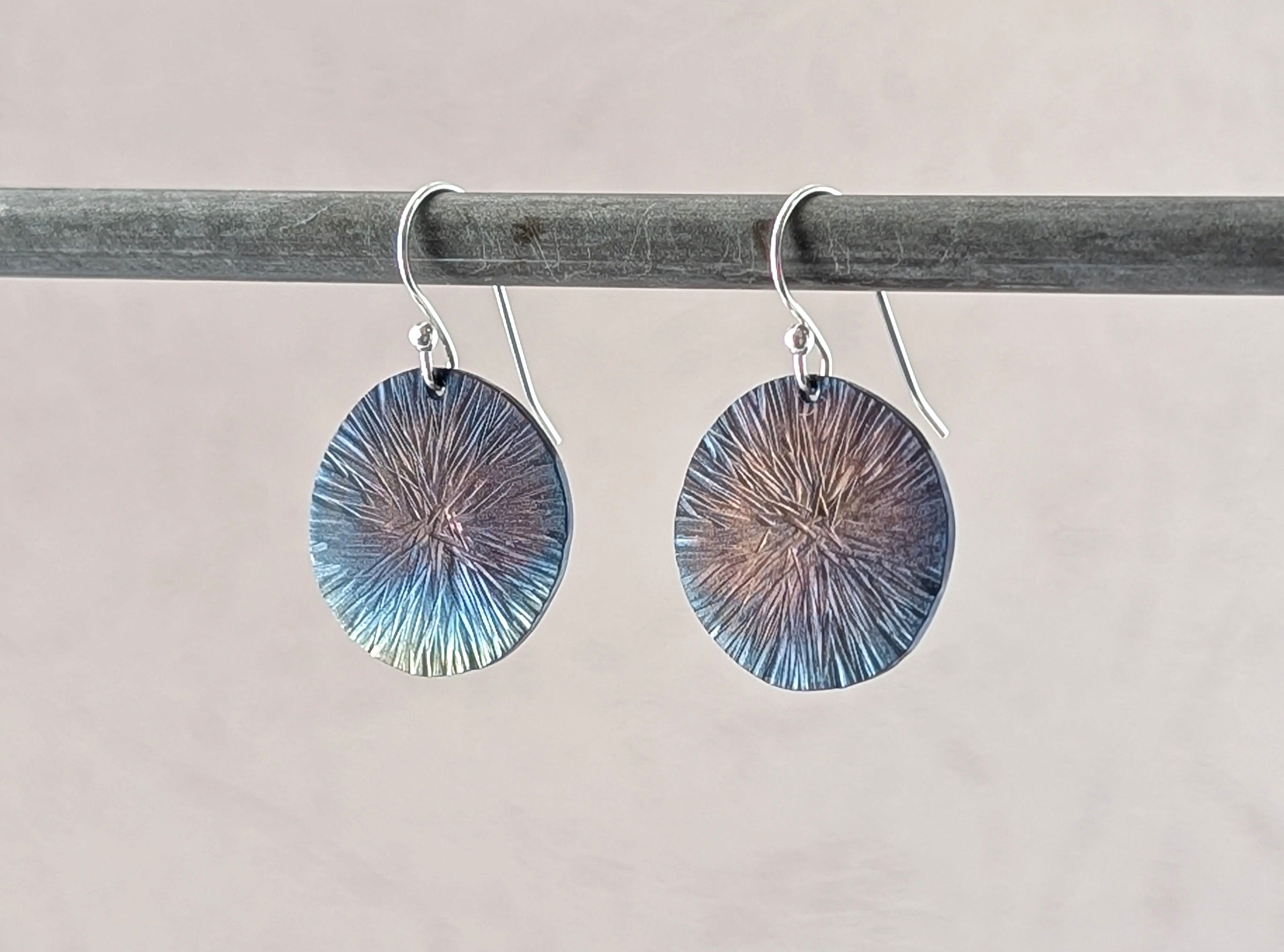 Hammered Supernova Burst Round Earrings