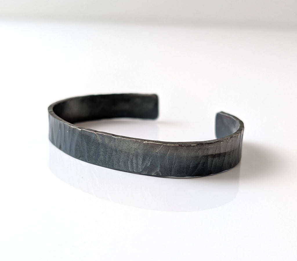 Blue Gray Hammered Steel Cuff