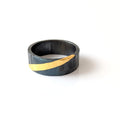 Distinguished 24k Gold Stripe Textured Hammered Band