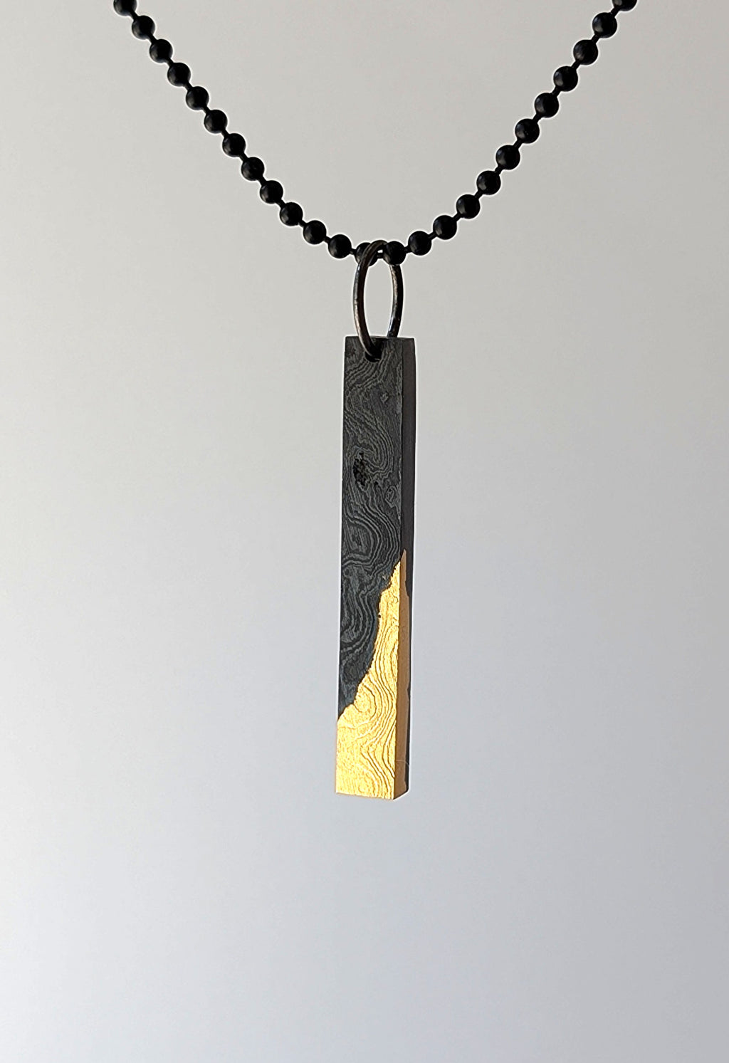 24k Gold Damascus Bar Pendant