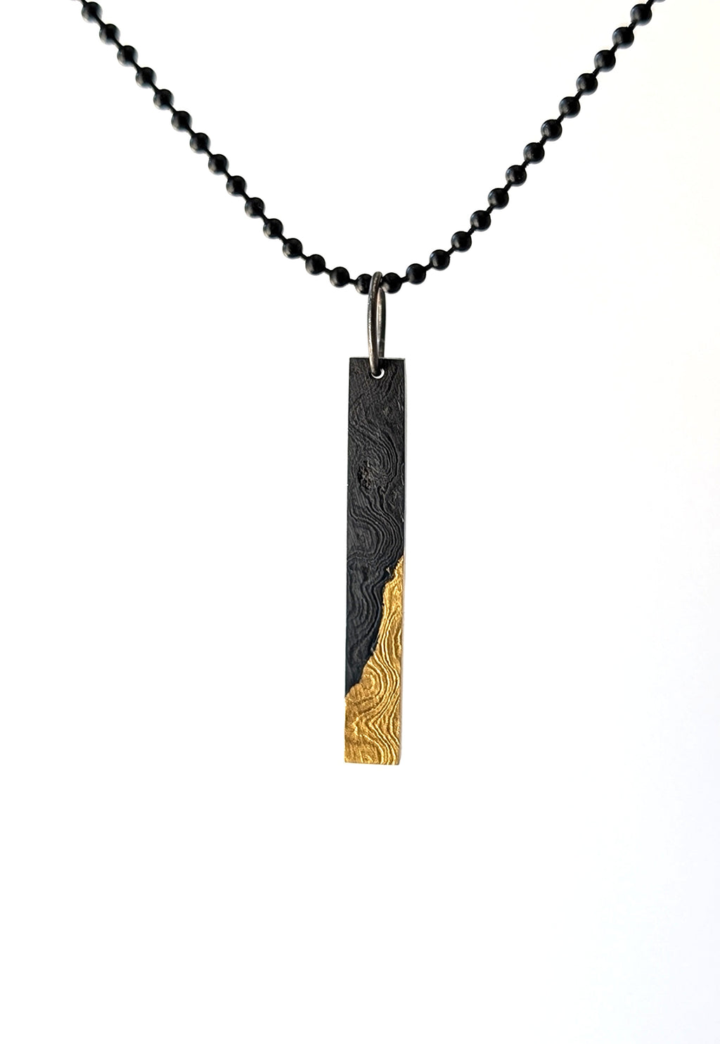 24k Gold Damascus Bar Pendant