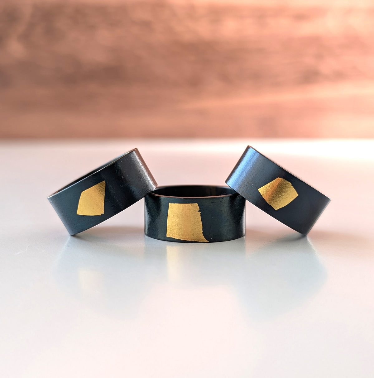 24k Gold Abstract Spot Wide Steel Band