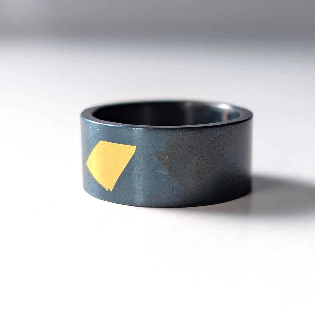 24k Gold Abstract Spot Wide Steel Band