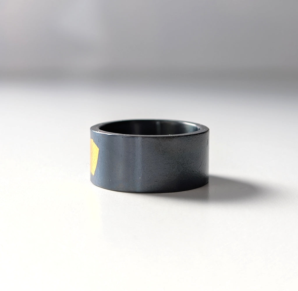 24k Gold Abstract Spot Wide Steel Band