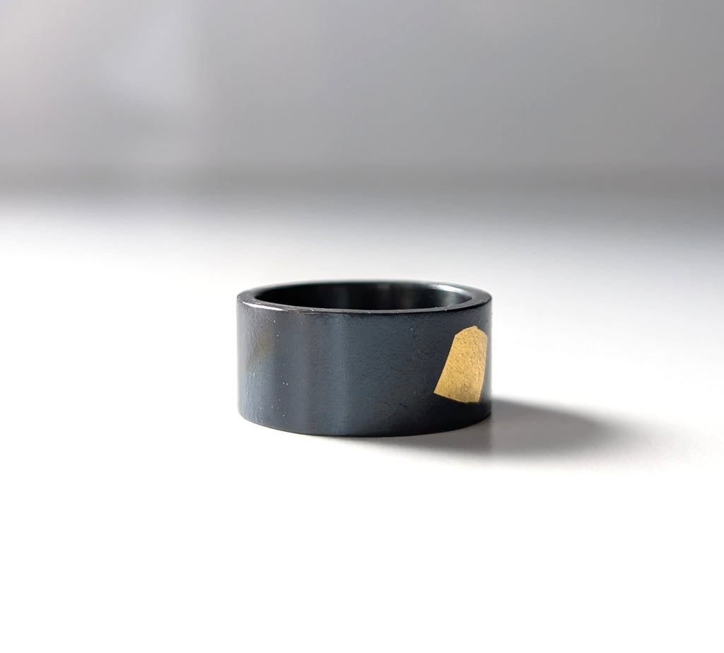 24k Gold Abstract Spot Wide Steel Band