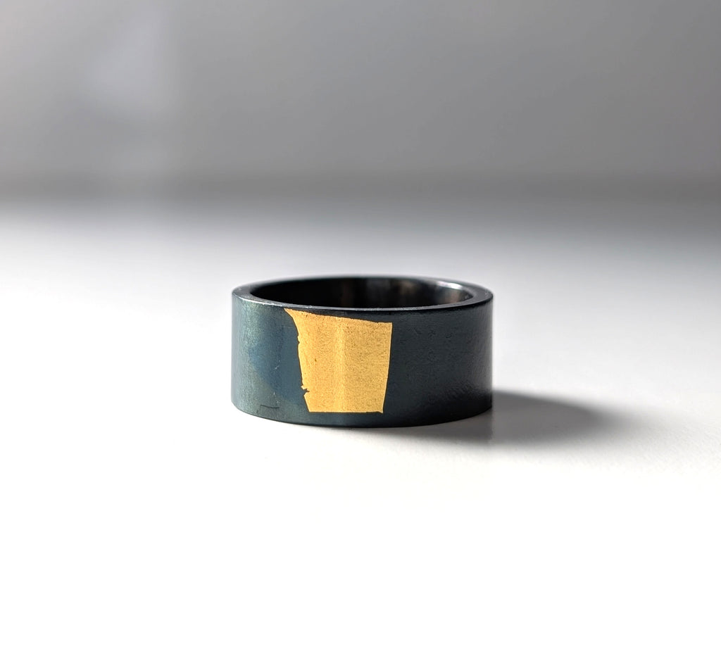 24k Gold Abstract Spot Wide Steel Band