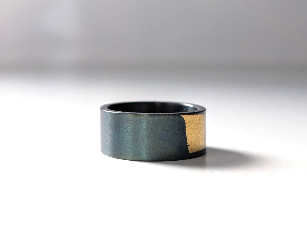 24k Gold Abstract Spot Wide Steel Band