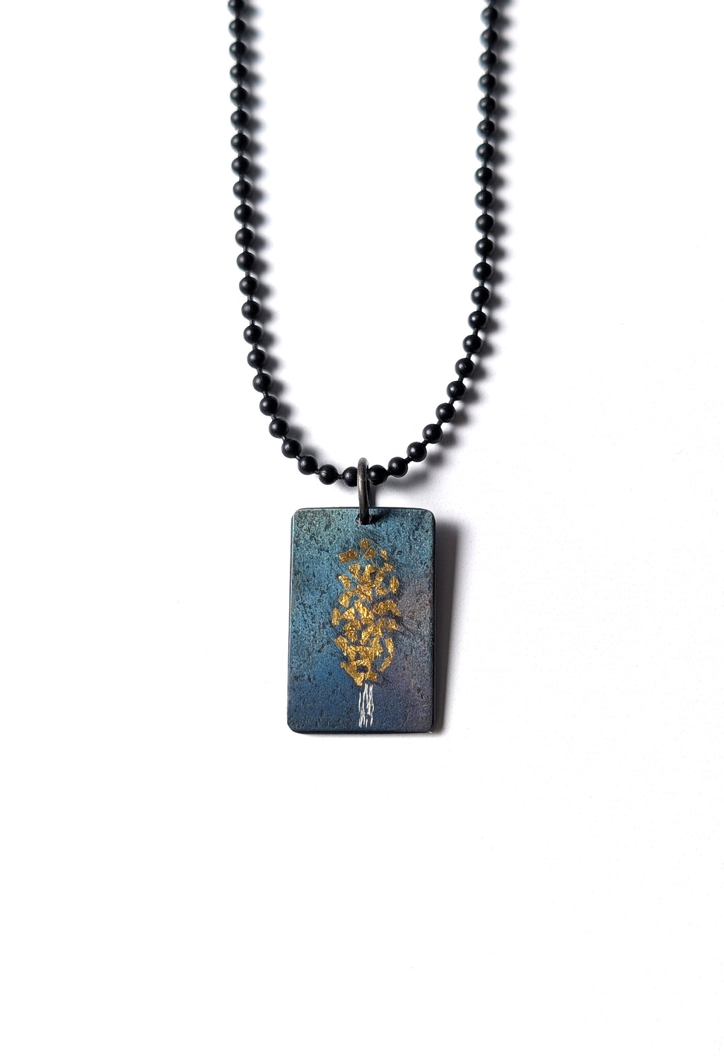 24k Gold Aspen Tree on Steel Pendant