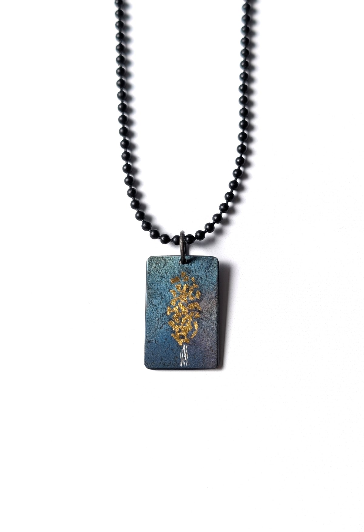 24k Gold Aspen Tree on Steel Pendant