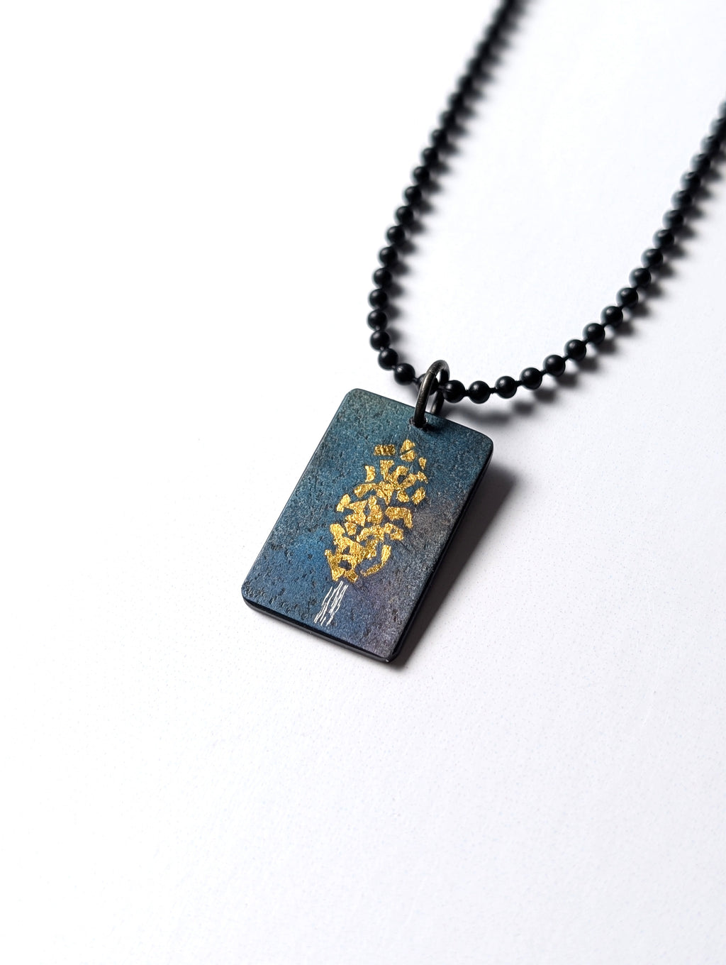 24k Gold Aspen Tree on Steel Pendant