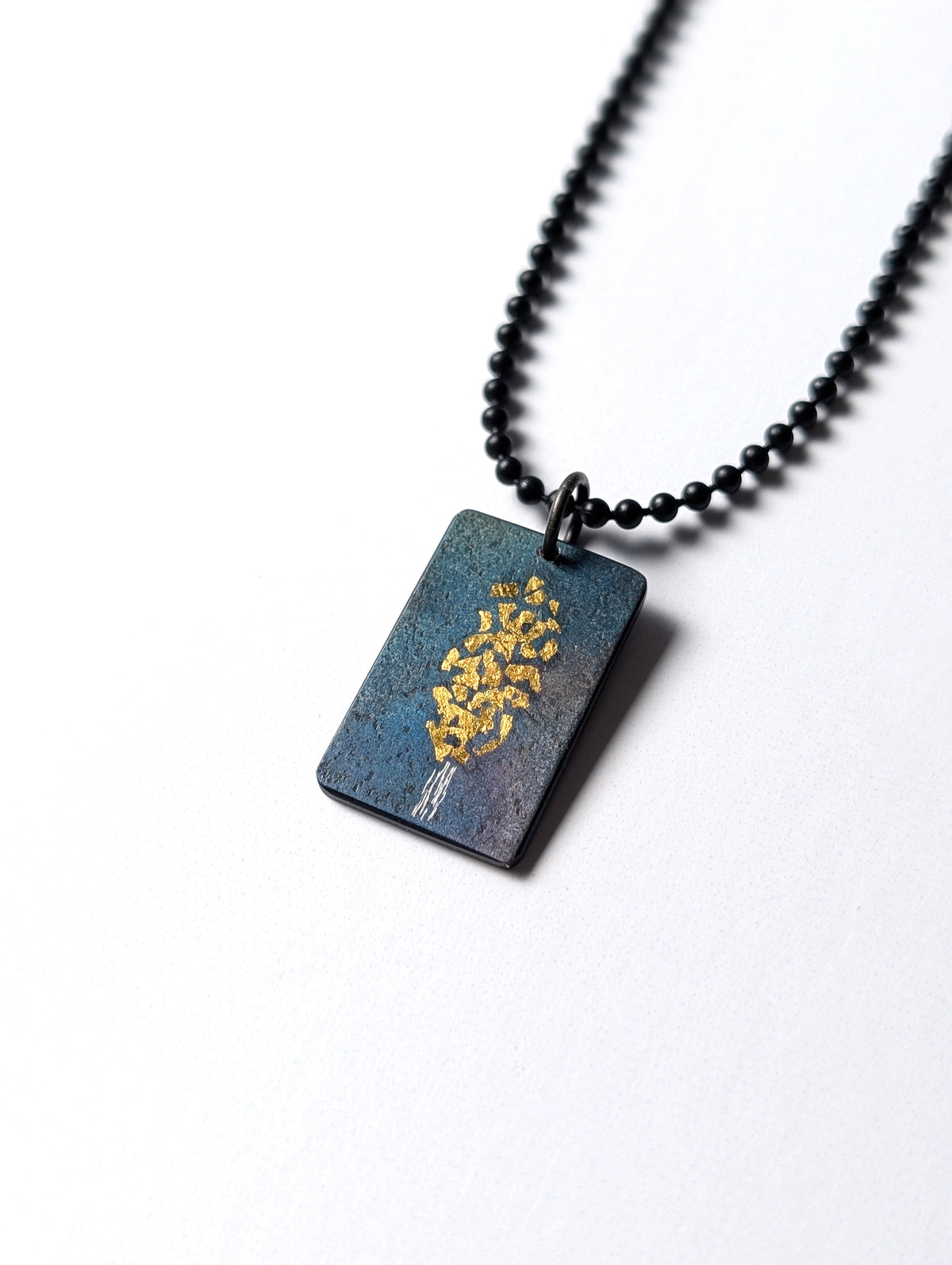 24k Gold Aspen Tree on Steel Pendant