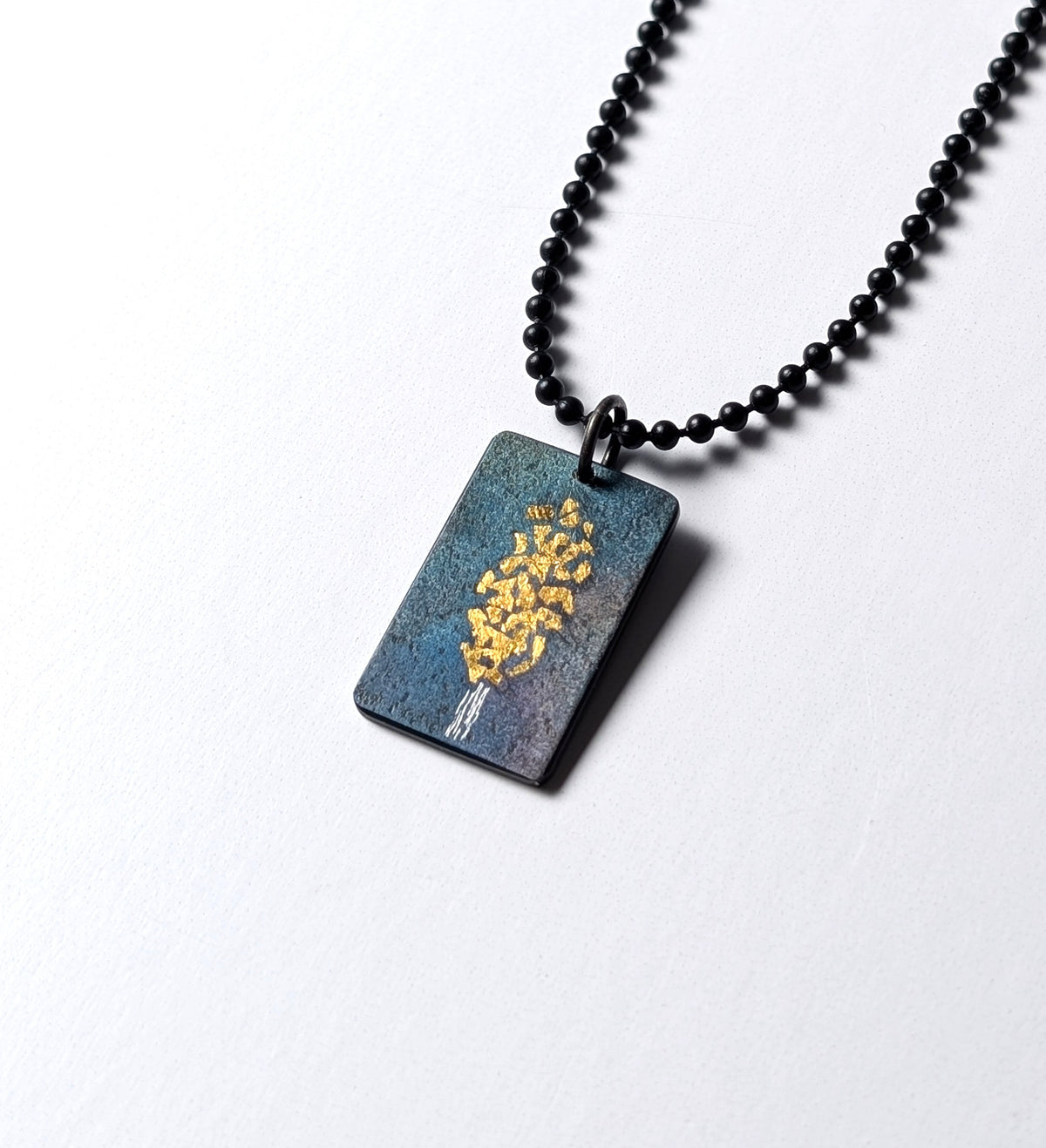 24k Gold Aspen Tree on Steel Pendant
