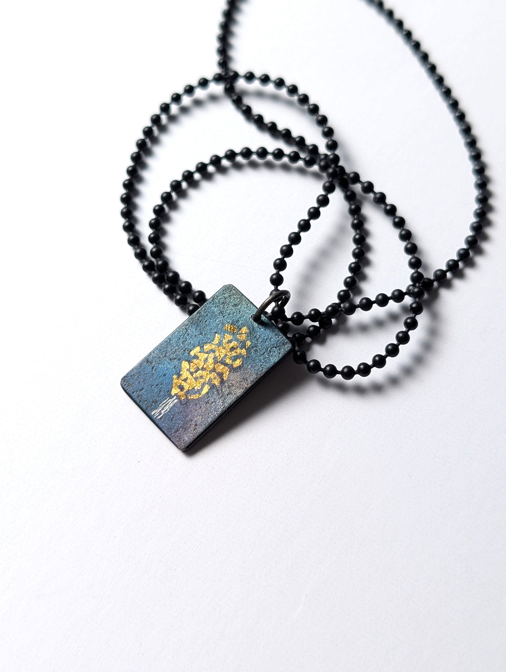 24k Gold Aspen Tree on Steel Pendant