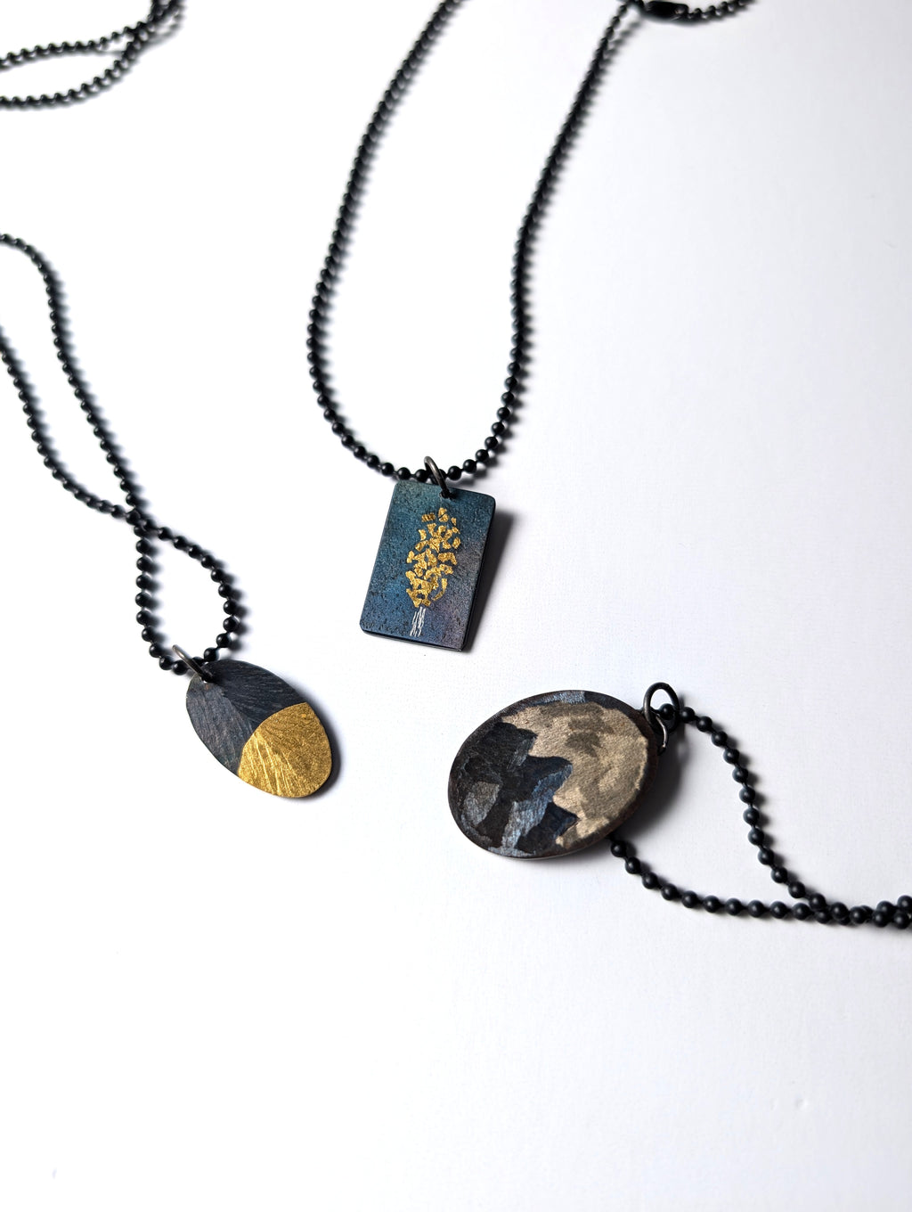24k Gold Aspen Tree on Steel Pendant
