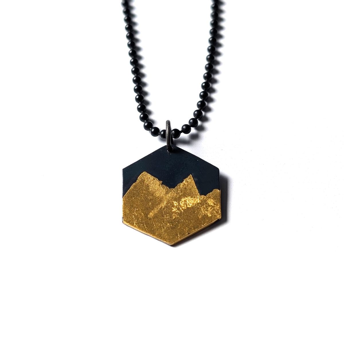 Abstract 24k Gold Mountains Pendant
