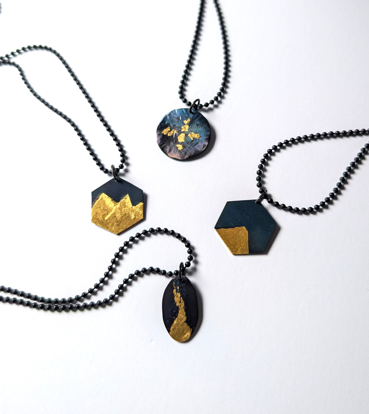 24k Gold Cross on Blue Purple Steel Pendant