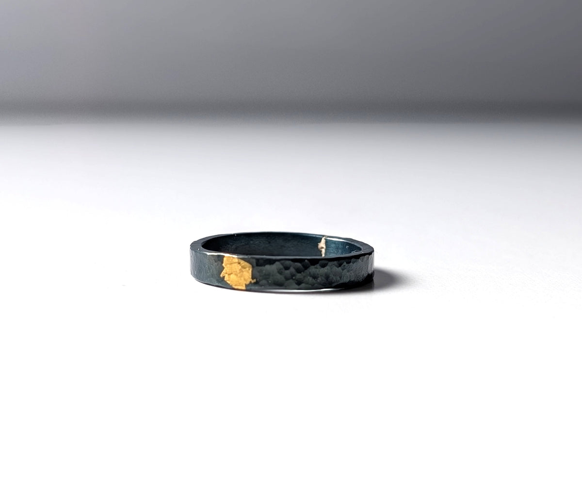 24k Gold Abstract Spot Thin Hammered Steel Band