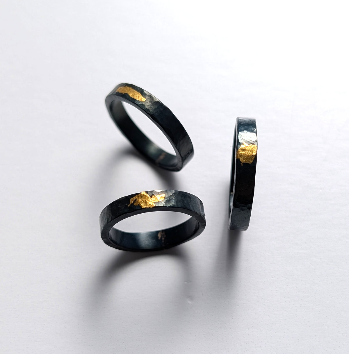24k Gold Abstract Spot Thin Hammered Steel Band