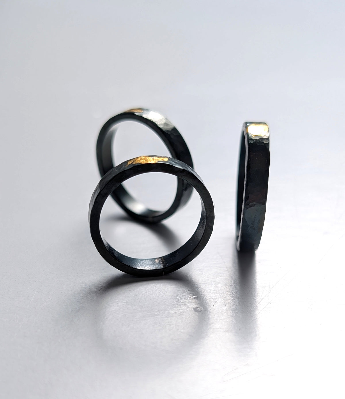 24k Gold Abstract Spot Thin Hammered Steel Band