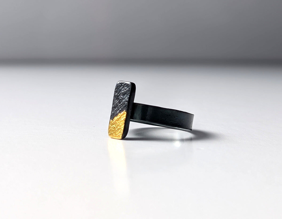 Wild 24k Gold Gilded Damascus Bar Steel Band