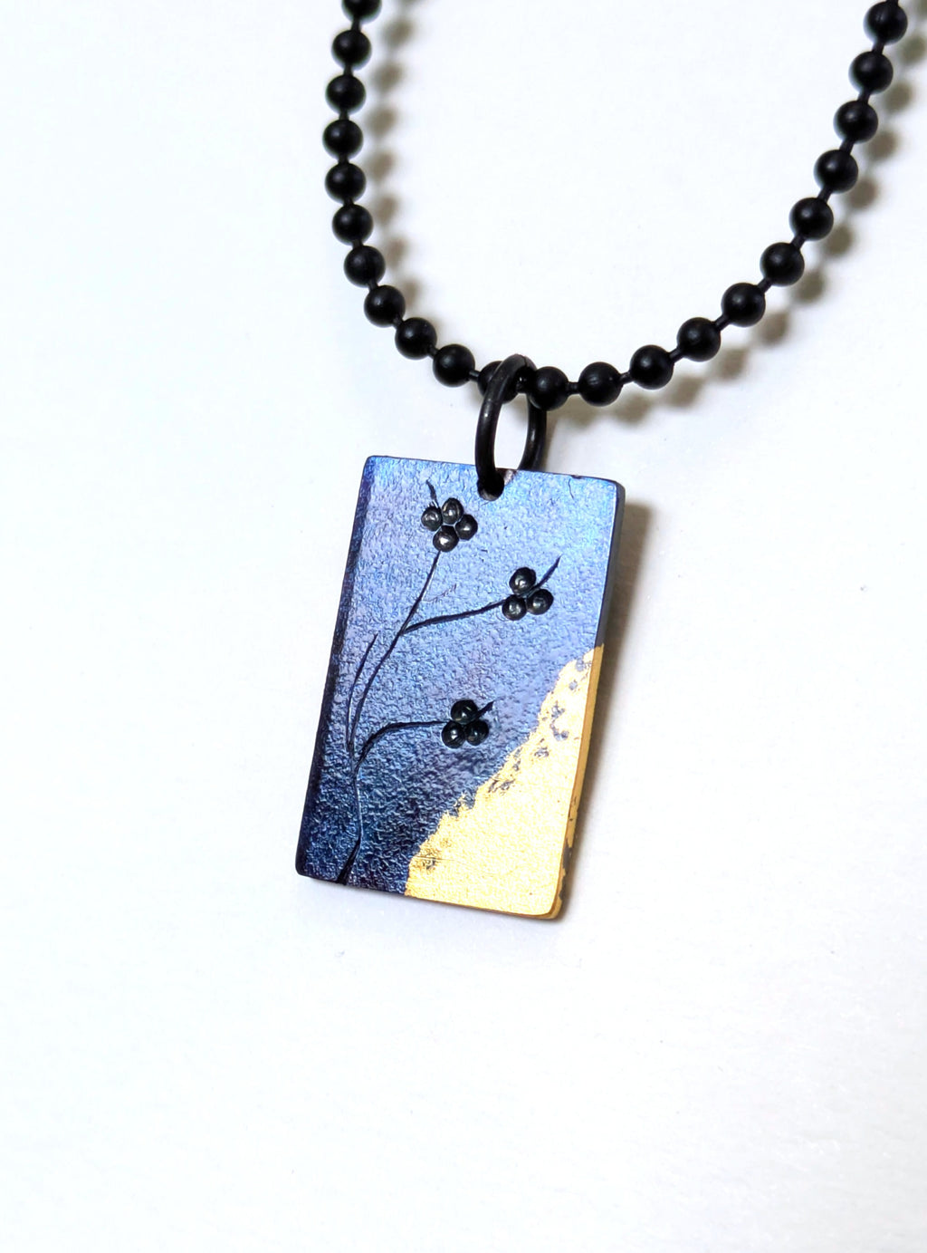 Budding Tree Deep Blue 24k Gold Pendant