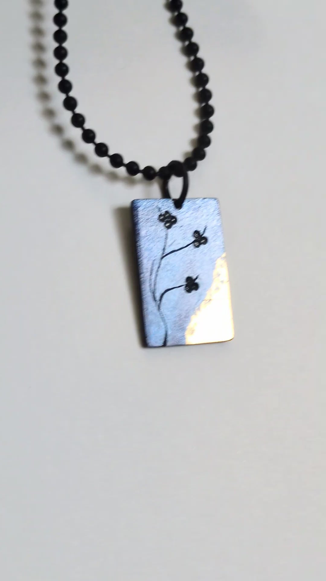 Budding Tree Deep Blue 24k Gold Pendant
