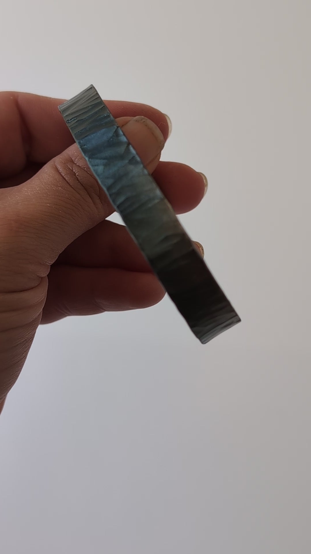 Blue Gray Hammered Steel Cuff