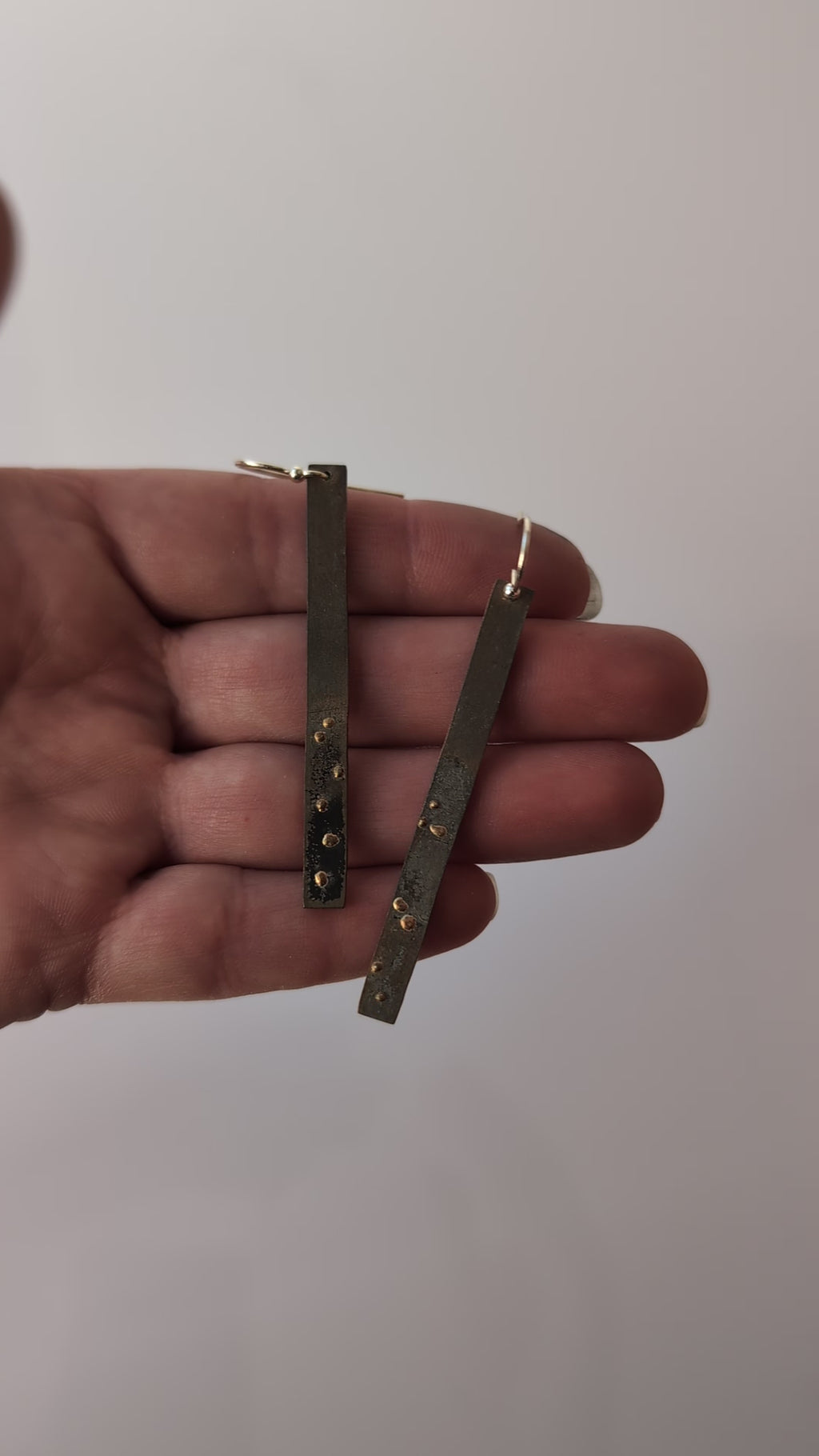 Copper Flashed Silver Dotted Steel Drop Earrings