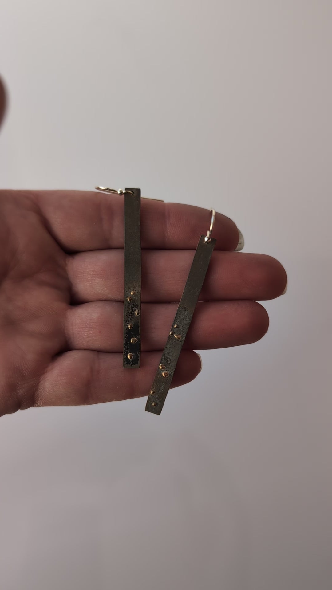 Copper Flashed Silver Dotted Steel Drop Earrings